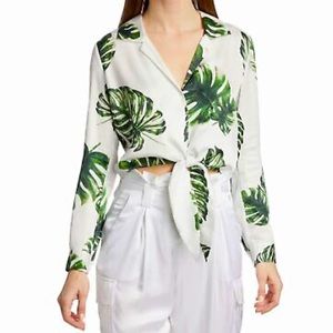 L’agenc Annie palm print blouse- xs